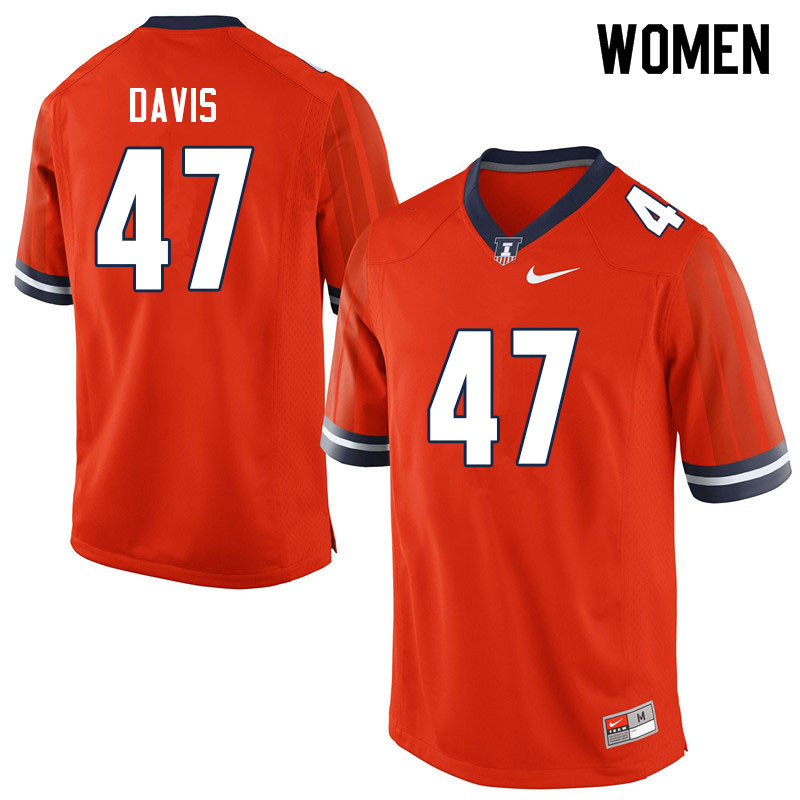 Women #47 Cooper Davis Illinois Fighting Illini College Football Jerseys Sale-Orange